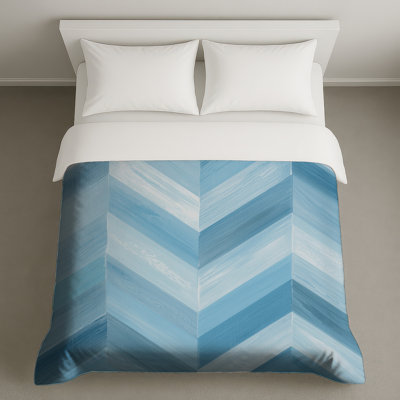 Housses de couette bleues à chevrons zigzag