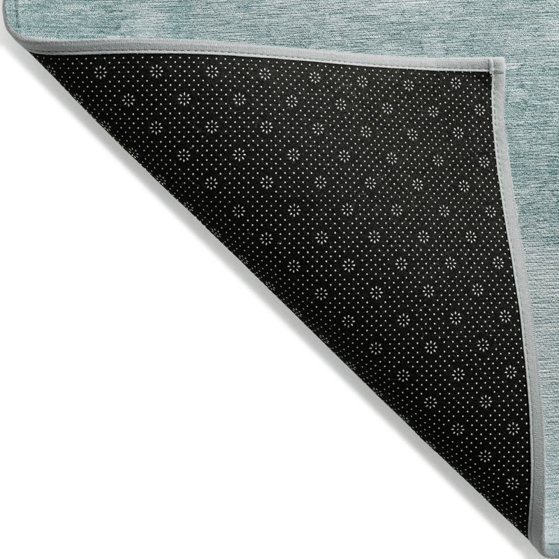 Teal Abstract Washable Indoor/Outdoor Rectangular Rug 3' x 5'