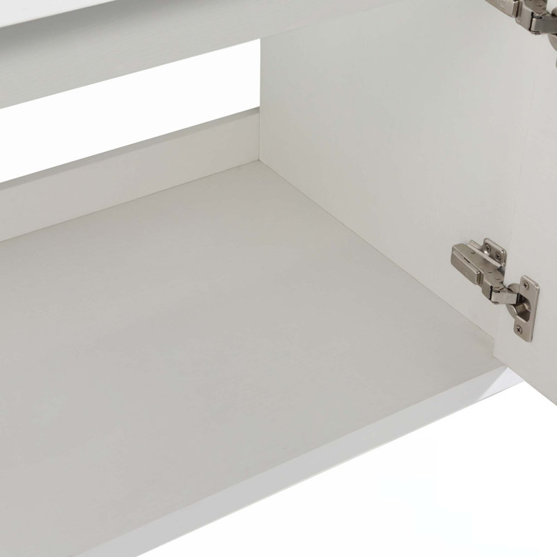 Floating Wall-Mounted Bathroom Vanity With Sink, White Straight Grain