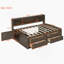 Lit de jour en bois avec 2 armoires de chevet, tablettes supérieures et 4 tiroirs-265504066