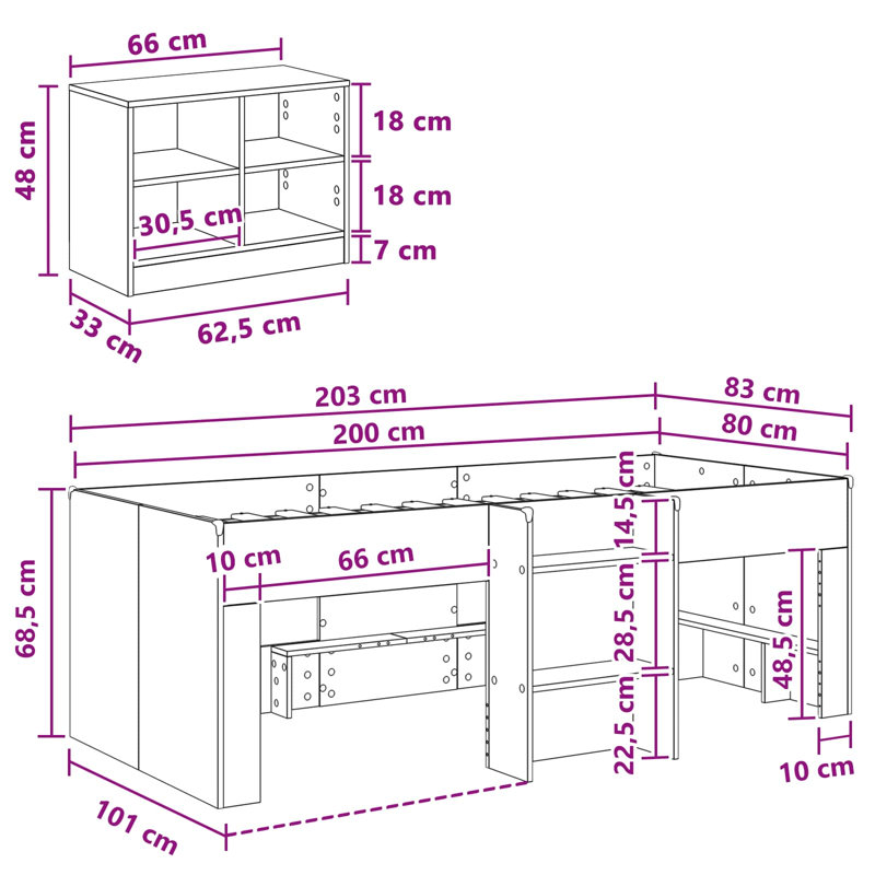 80 X 200cm High Sleepers
