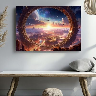 Cosmic Portal Canvasfuturistic Wormhole And Space Adventure Canvas Wall Art Ready To Hang Gallery Wrapped Home Decor Modern Design