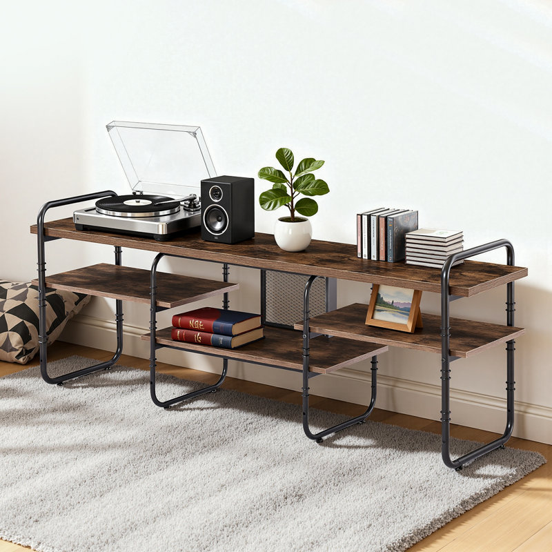 TV Stand for TVs up to 65 Inch, Farmhouse Entertainment Center with Adjustable Storage Shelves, Rustic Brown Industrial TV Media Console Table for Living Room, Bedroom