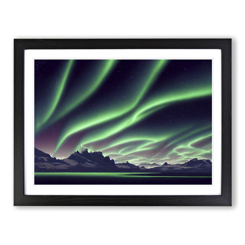 Fabulous Aurora Borealis - Single Picture Frame Print, 46cm H x 64cm W x 2cm D, Black Framed