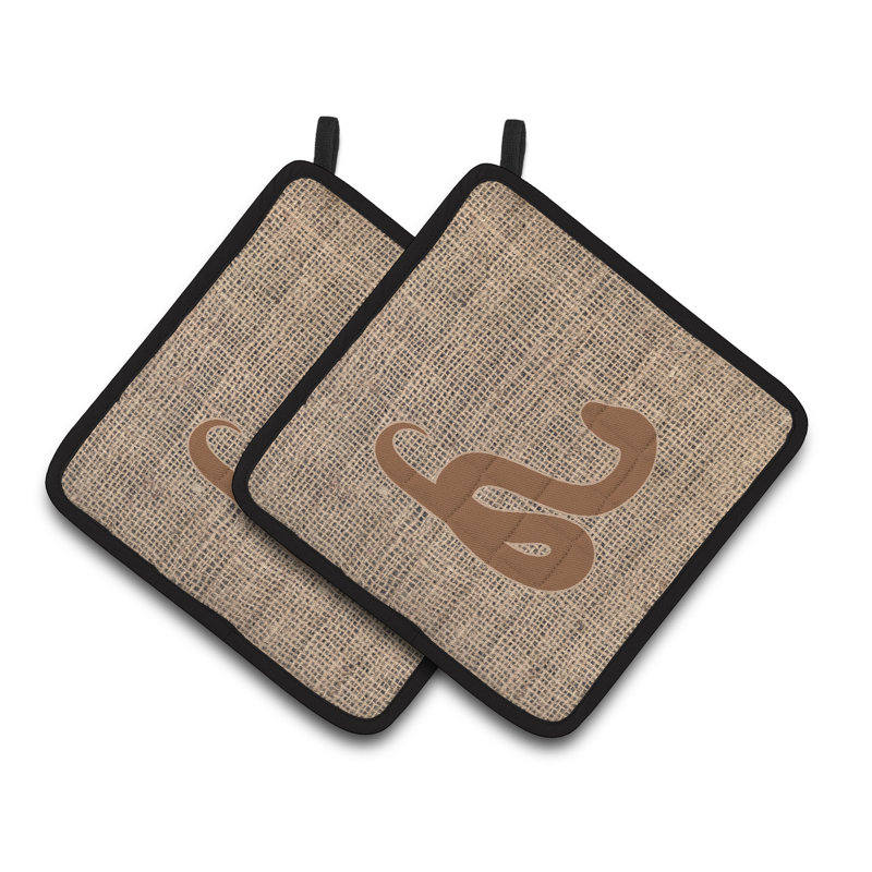Caroline's Treasures Snake Polyester Potholder Set, Brown