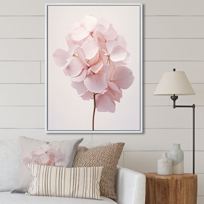 Hydrangées roses chuchotant des pétales sur toile