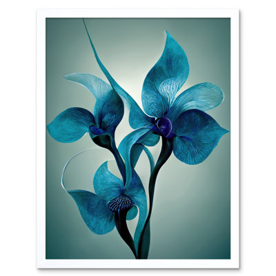 Elegant Teal Blue Orchid Flowers - Print