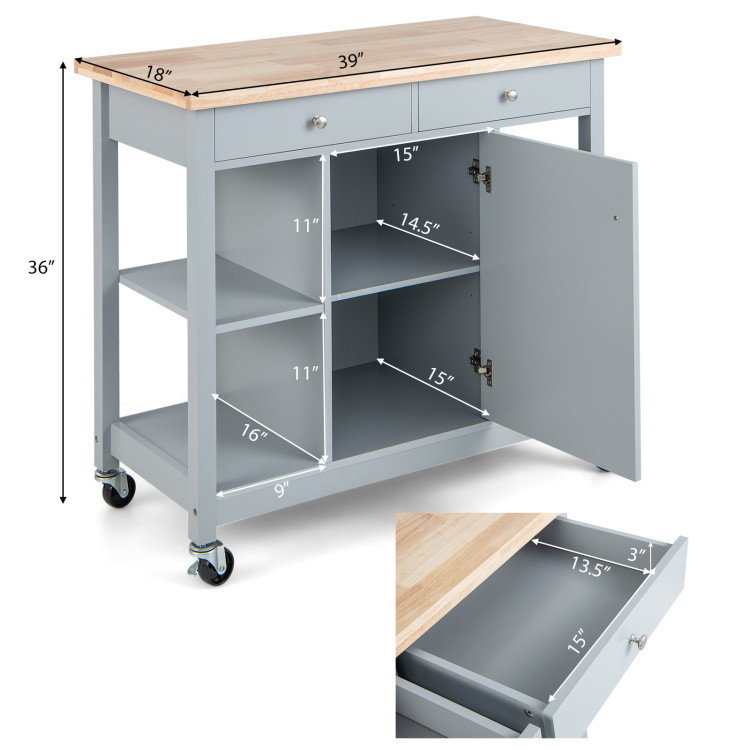 Kinlock Solid Wood Top Kitchen Island