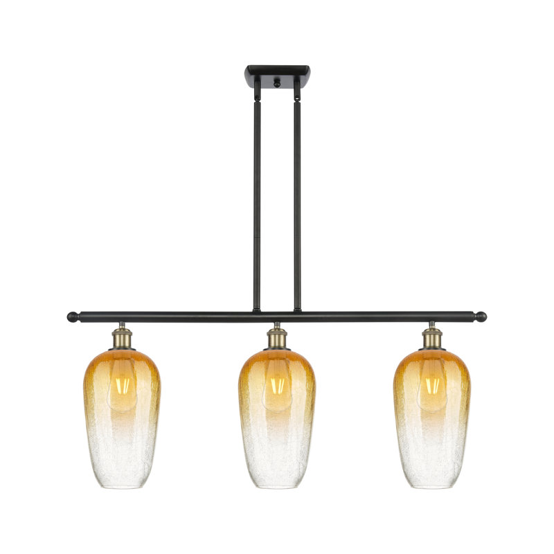 Luminaire suspendu pour îlot suspendu 3 lumières Ballston - Kazmierski, Ambre, Laiton antique noir