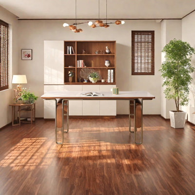 White rectangle sintered stone dining table