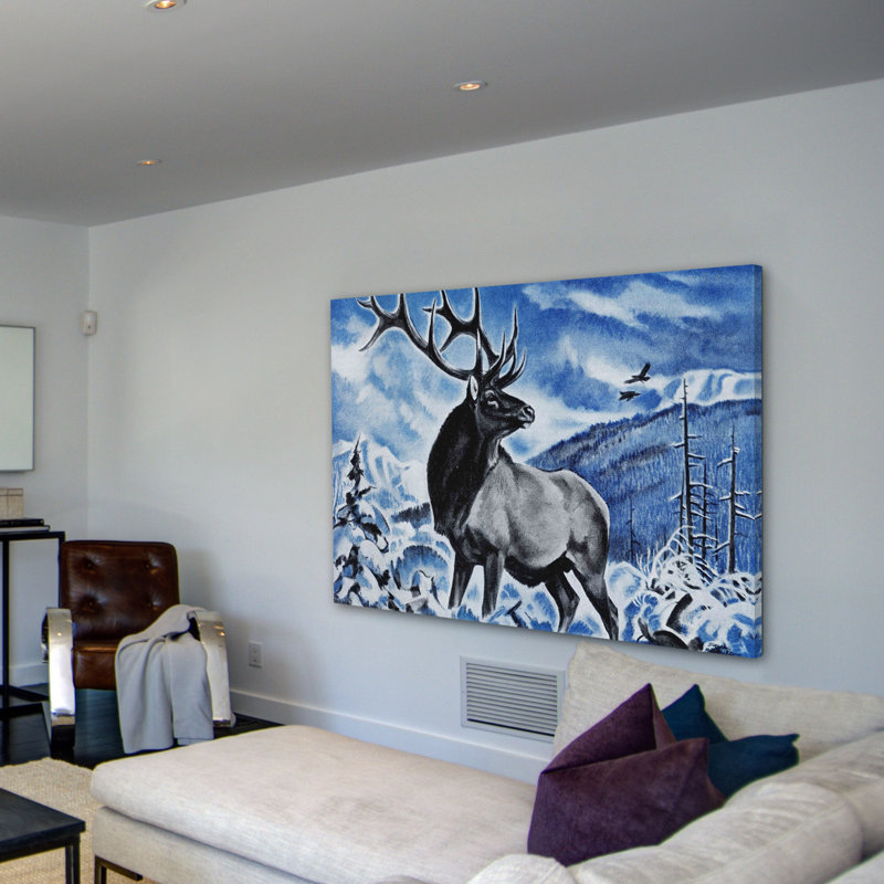 The Last Elk by Marmont Hill - Wrapped Canvas Painting, 76cm H x 114cm W