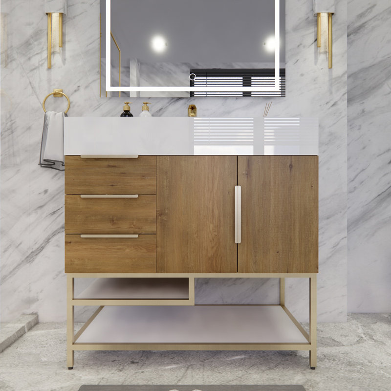 Ensemble de meuble-lavabo simple 36 po Sevara, Chêne