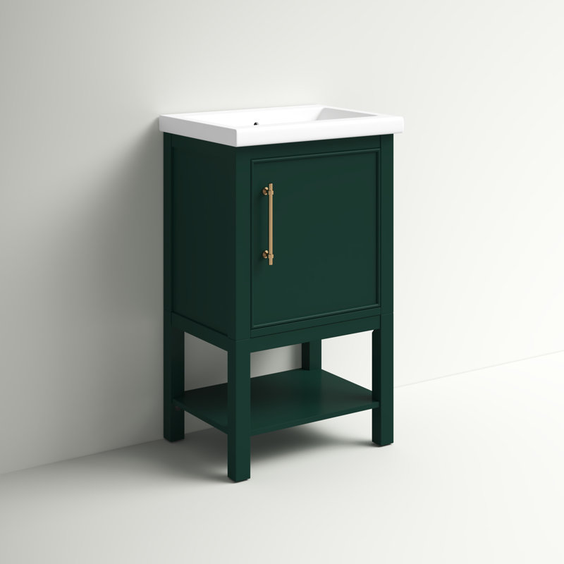 Ensemble de meuble-lavabo simple 20 po Jewell, Vert forêt / laiton antique