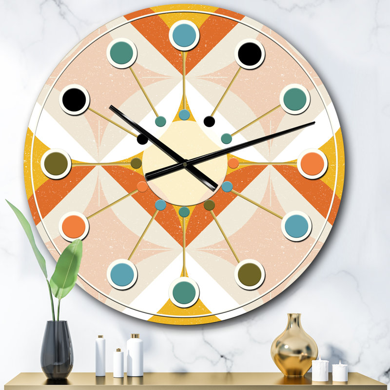 Horloge murale rétro Mid-Century, Surdimensionné