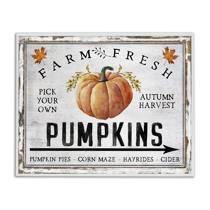 «Farm Fresh Pumpkin», art mural sur toile par Creatif Belle, Giclée encadrée blanc bord de mer, H 24 po x l 30 po