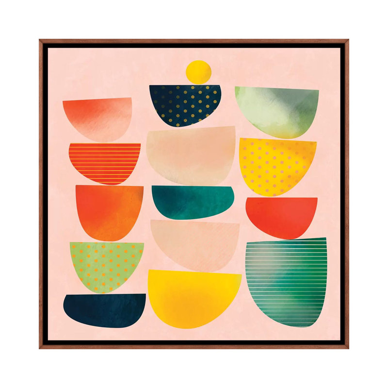 «Mid Century Geometric Half Circles» par Ana Rut Bré - impression d'art graphique, Aucun mat, H 37 po x l 37 po x P 1,5 po