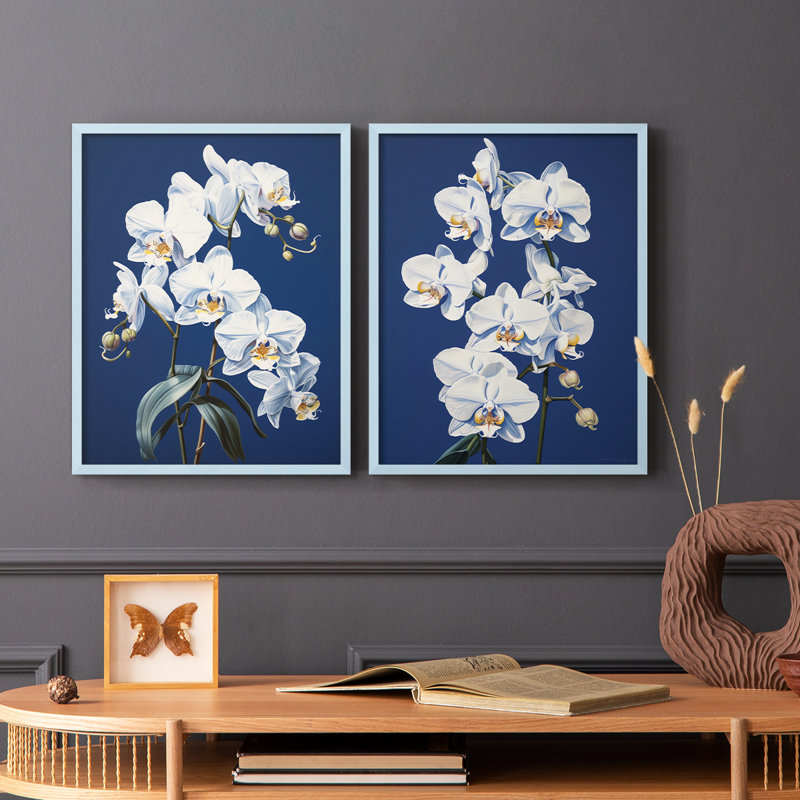 «FLORAL Series CLXVI», reproduction encadrée de qualité supérieure - prête à être accrochée - aucun clou requis - aucun clou requis