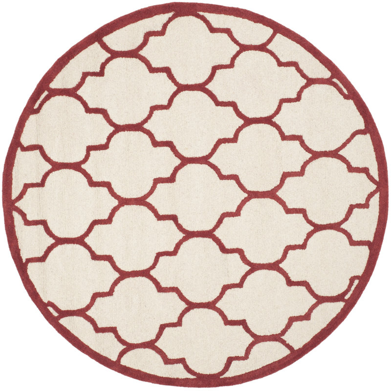 Martins Hand Tufted Wool Geometric Rug, Round 6'