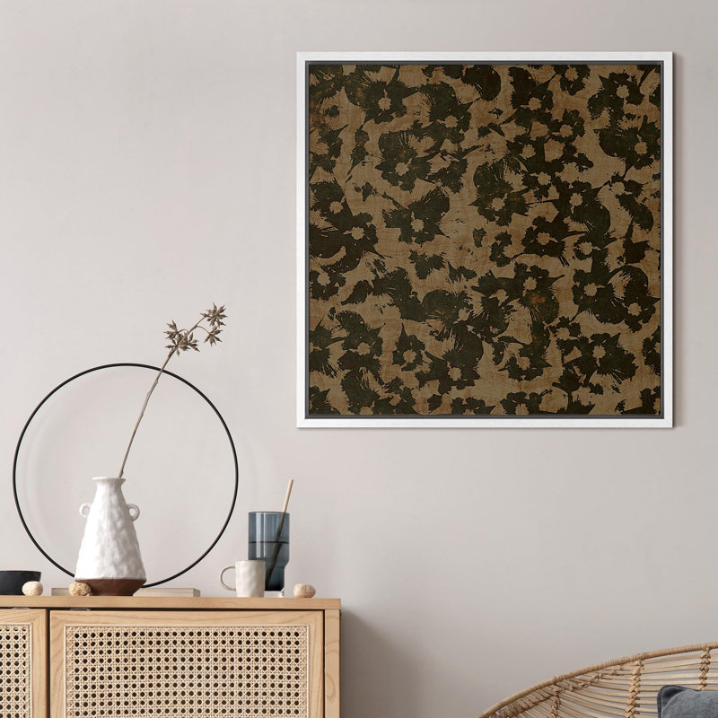«Vintage Abstract Foliage Modern Botanical Wilderness Rustic French Country», H 16 po x l 16 po, Blanc