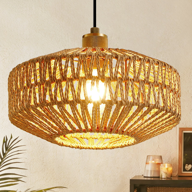 14cm H Drum Pendant Shade ( Uno ) in Yellow