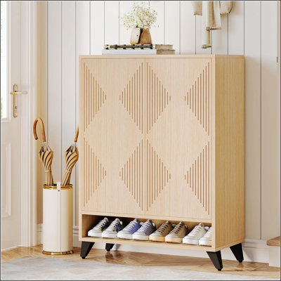Set Of 2 Buffet Sideboard With Adjustable Shelves For Organized Living And Dining Rooms