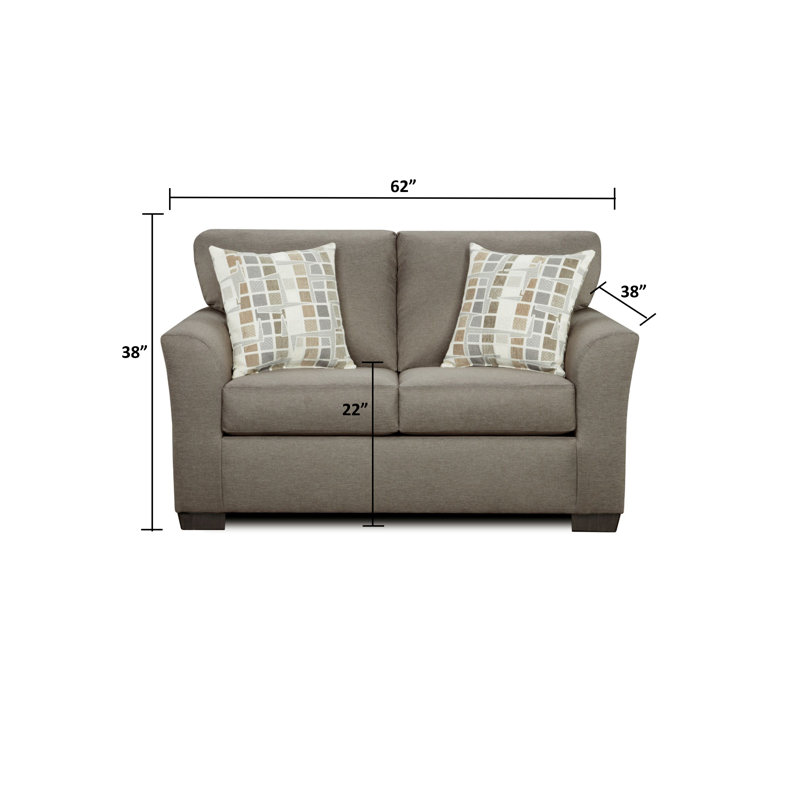 60" Flared Arm Loveseat with Reversible Cushions, Taupe