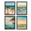 «Tropical Beach Palm Tree Sunset Ocean Oasis», ensemble de 4 impressions murales colorées, encadrées sur papier, 4 pièces-93012331-93012333