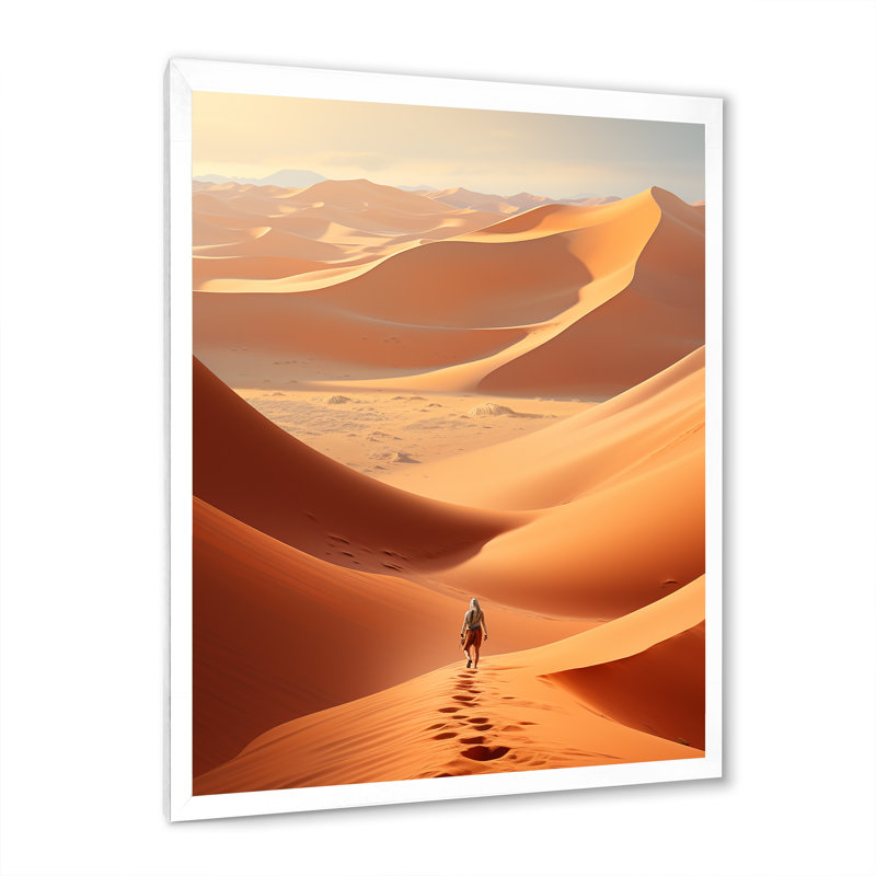 Desert Dunes III, reproduction d'art sur toile, Cadre simple blanc, H 32 po x l 16 po x P 1 po