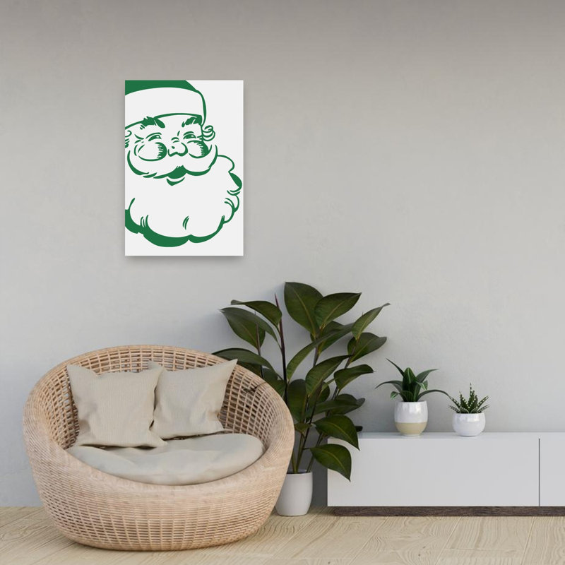 Jolly Green Santa Classic Retro Traditional Wall Art Print 1 Piece Wrapped Canvas Wall Art, 60.96cm H x 40.64cm W
