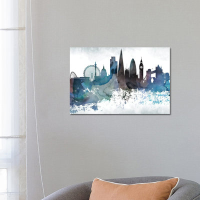London Bluish Skylines - Wrapped Canvas Painting