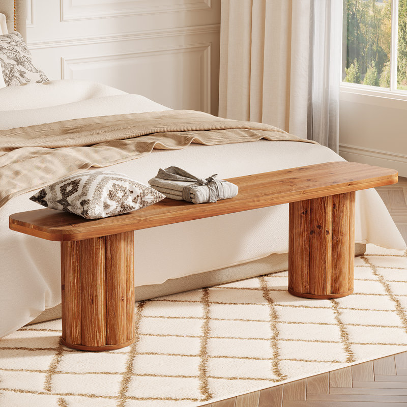 63" Solid Wood Entryway Bench
