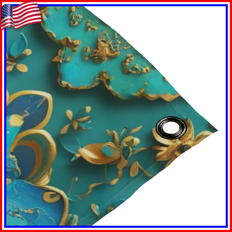 Tapisserie murale arrangement floral complexe - décoration murale florale, 68in H x80in W with 4 Grommets