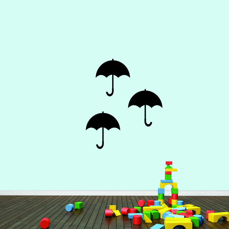 Adhésif décoratif parapluies, Noir