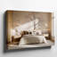 Toile une chambre à coucher contemporaine sereine avec un grand art mural orné d'un lit moelleux avec une literie aux tons neutres doux et un tableau d'art mural en toile-1421560182