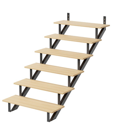 Ensemble de 2 limons d'escalier en acier robuste - élévateur en métal à 7 marches pour les terrasses, les patios et les escaliers extérieurs - construction solide, résistante à la rouille, convient à une hauteur de terrasse de 57 à 57,5 po