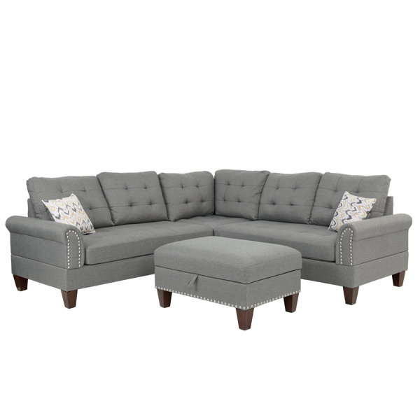 Winston Porter Ruybal 3 - Piece Upholstered Sectional & Reviews | Wayfair