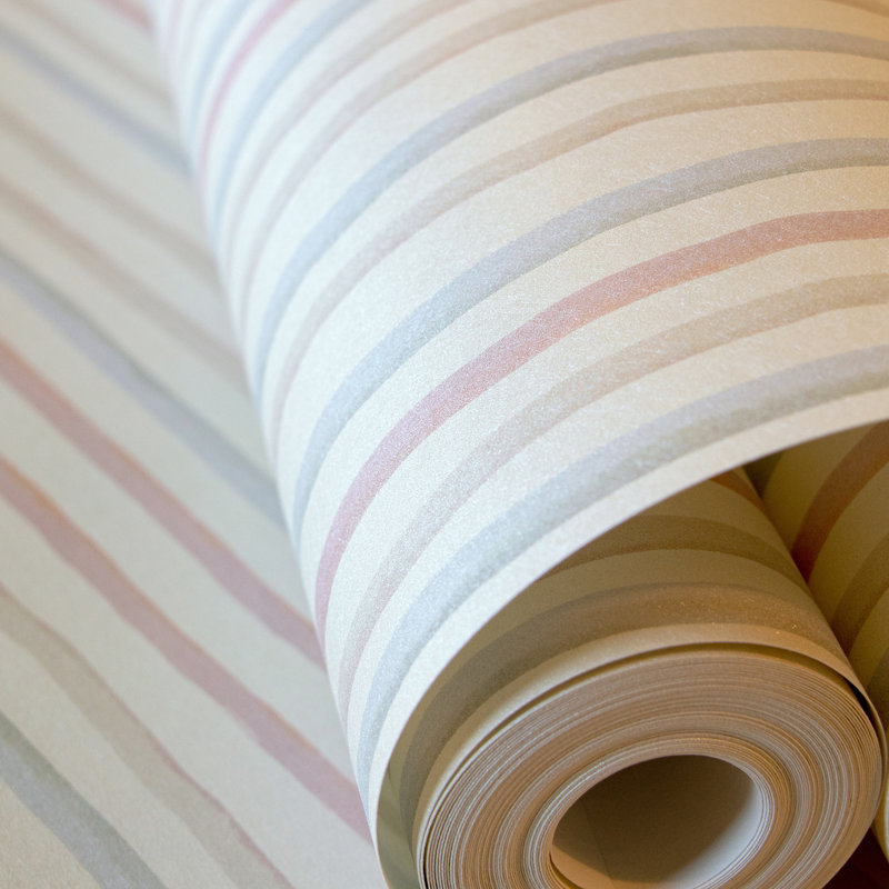 Alecxander Smooth Glitter Stripes 10.05m x 53cm Wallpaper Roll, Pearl