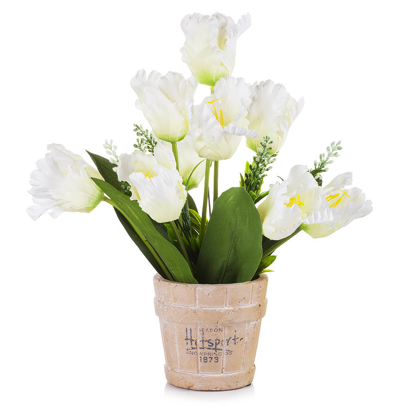 Faux Silk Tulip Arrangement in Pot