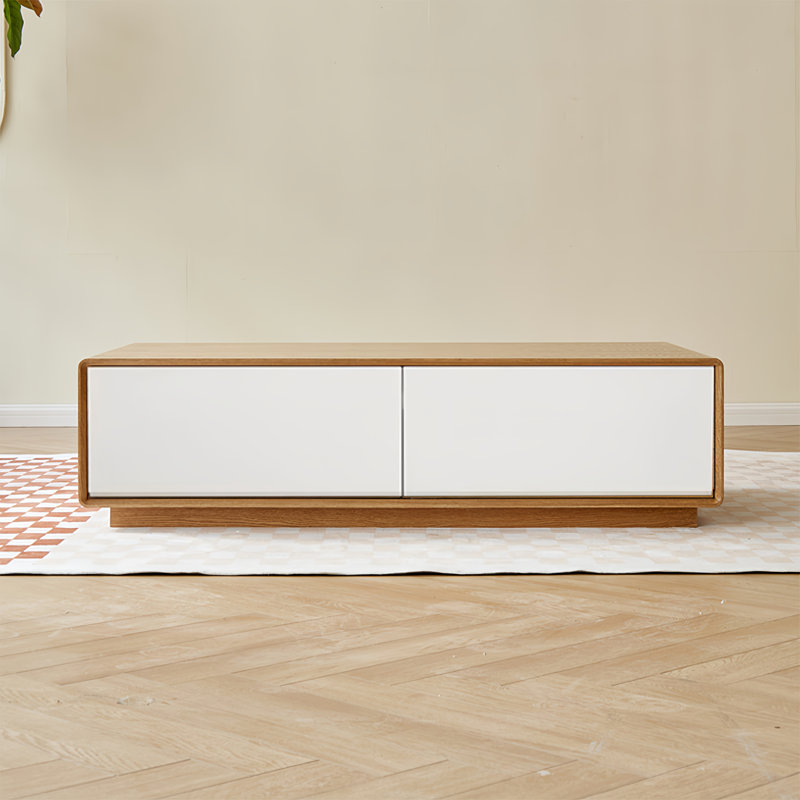 Modern simple rectangular coffee table living room, Burlywood, 13.8" H x 51.2" L x 27.6" W, White