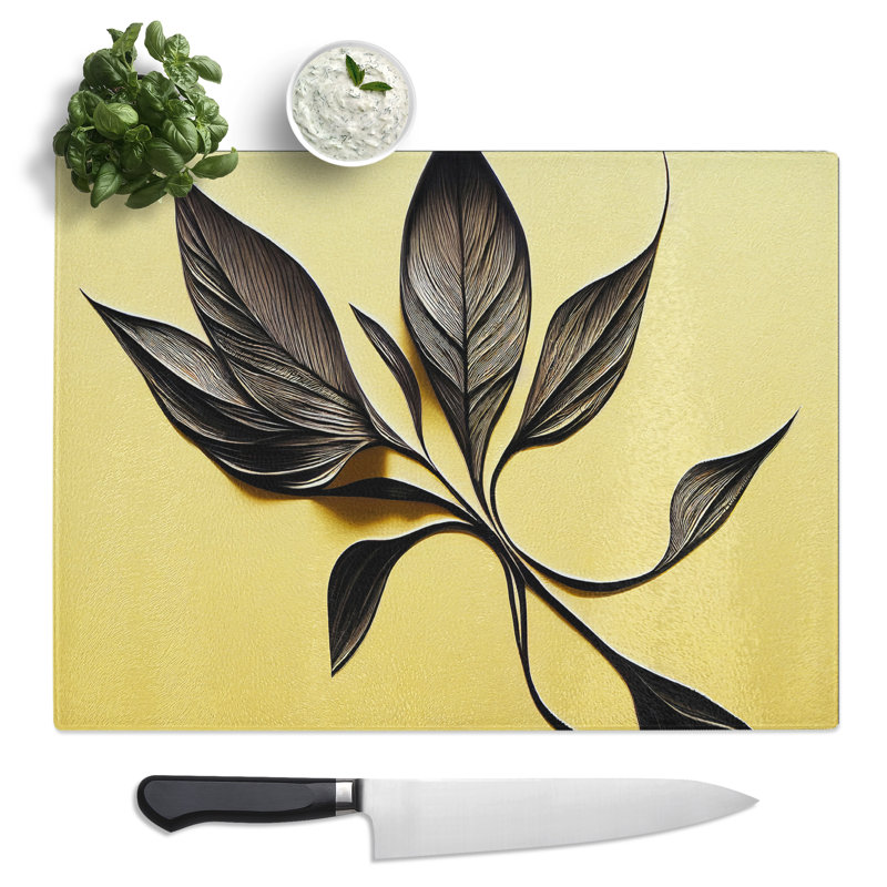 Art Deco Leaves  Glass Chopping Board