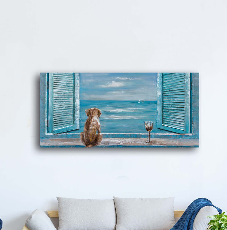 «Waiting for my Best Friend», reproduction de peinture à l'huile sur toile tendue