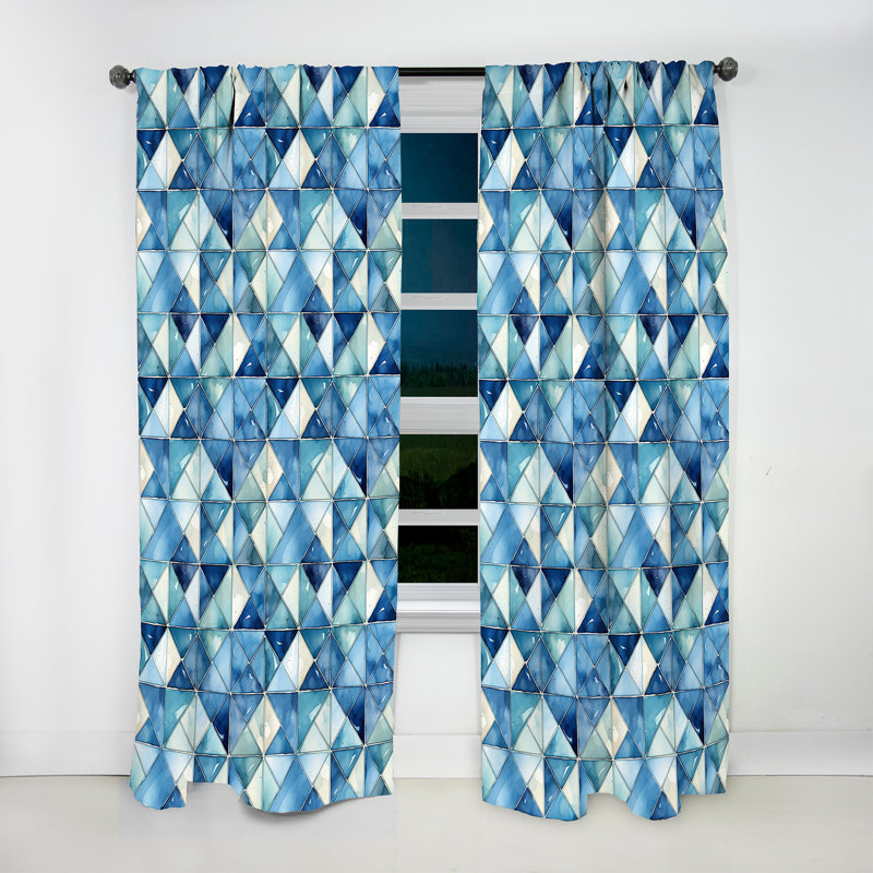Rustic Cobalt Lattices Elegance II - Rideau abstrait - Rideau géométrique obscurcissant - 1 panneau, L 52 po x L 95 po