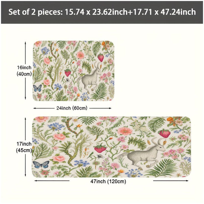 Ensemble de 2 tapis de cuisine Botanical Animal