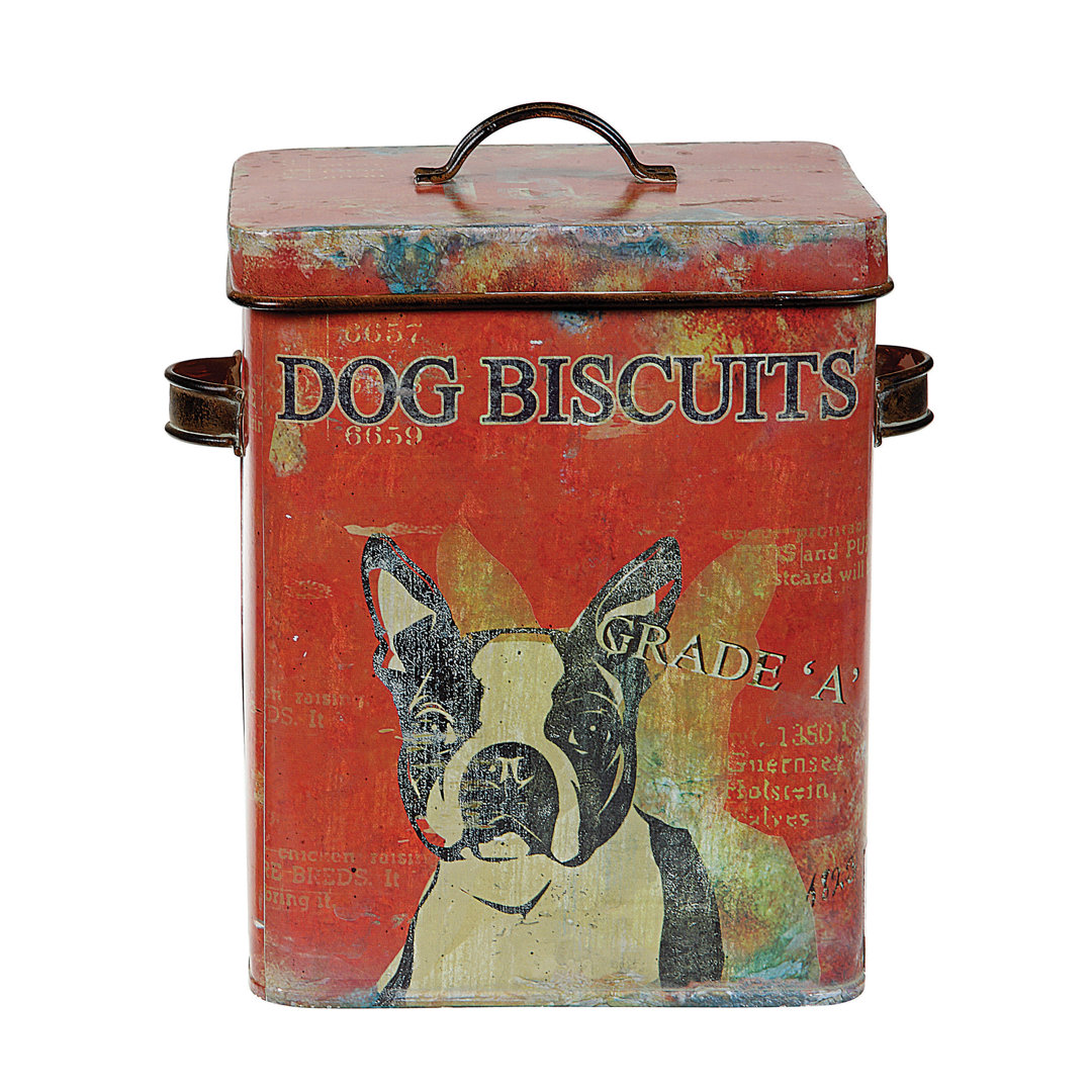 Metal Dog Biscuits Container with Lid August Grove®