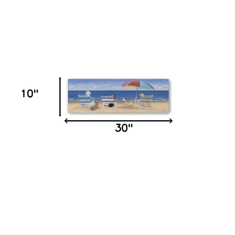 «Dogs Perfect Beach Day», art mural sur toile, H 10 po x l 30 po x P 1,25 po