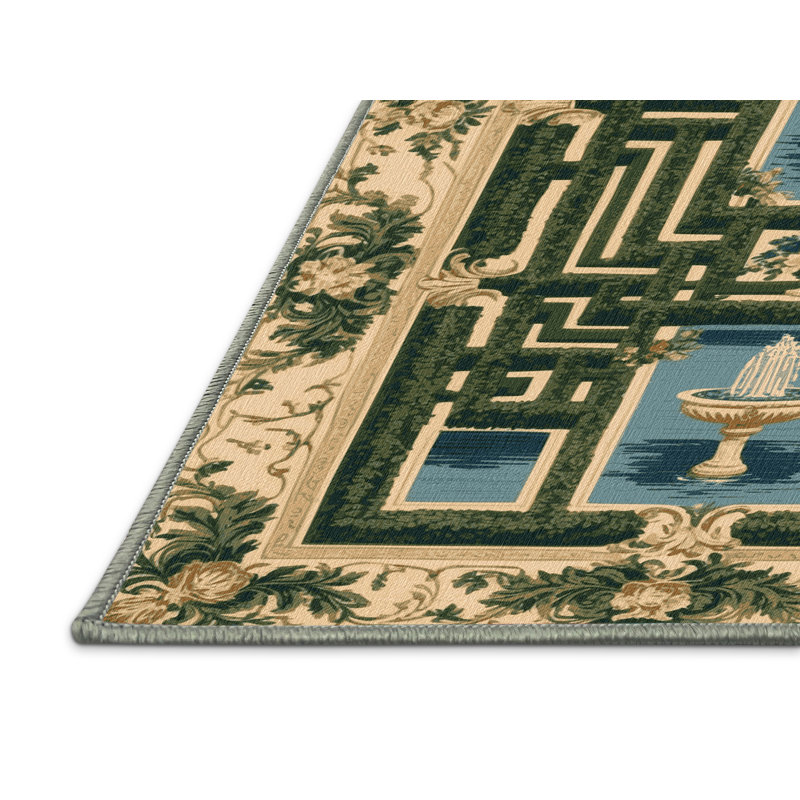Tapis vert français lavable à la machine, Rectangle 8 pi x 10 pi