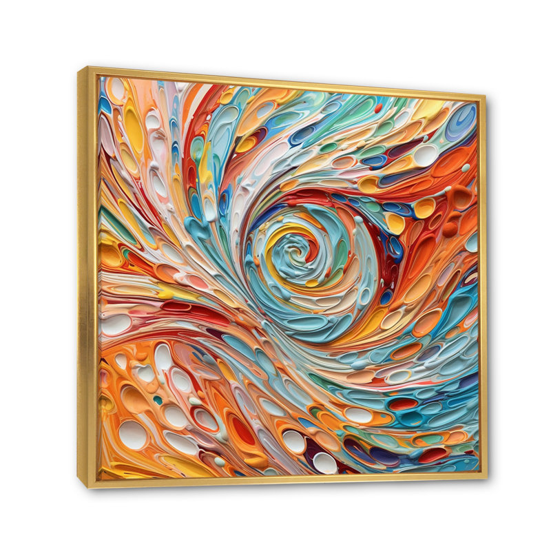 Spiral Symphony I - Abstract Spirals Canvas Prints, Gold Floater Framed, 24" H x 24" W x 1" D