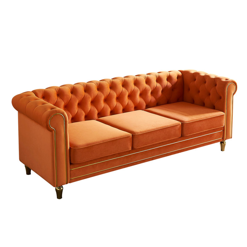 Causeuse 84,65 po Jaquain, Velours orange