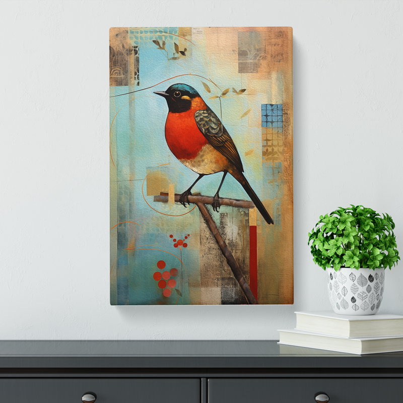 Robin Bird Constructivism - No Frame Print, 60cm H x 40cm W x 3cm D