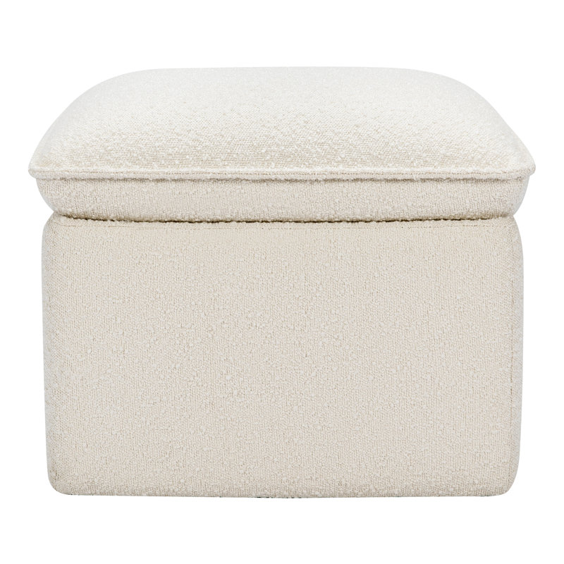 Cali Square Cream Boucle Storage Ottoman with FSC Certified Wood
